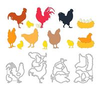 GLOBLELAND Poulets Coq Poule Oeuf Couper Matrices de Découpe Fun Farm Animal de Coupe Meurt Poulet Métal Gaufrage Pochoir pour Peinture Sur Bois Carterie Scrapbooking Papier DIY