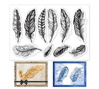 GLOBLELAND Rétro Plume Tampons Clairs pour DIY Scrapbooking Décor Hiver Plume Tampons en Silicone Transparent pour Faire des Cartes Album Photo Décoration