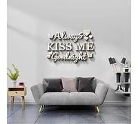 GLOBLELAND Stickers Muraux Always Kiss Me Goodnight Stickers Muraux Citation Always Kiss Me Goodnight Papillon pour Chambre Salon Décorations pour la Maison