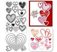 GLOBLELAND Tampon en Silicone Transparent en Forme de Cœur pour la Saint Valentin Matrice de Découpe en Métal en Forme de Cœur Dessiné à la Main Pochoirs pour la Peinture PET la