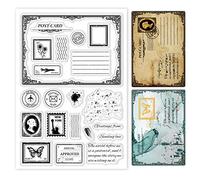 GLOBLELAND Tampon en silicone transparent pour carte postale - Tampon vintage en caoutchouc pour scrapbooking, journal ou fabrication de cartes