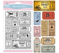 GLOBLELAND Tampon Transparent en Silicone avec Motif de Billet Vintage pour le Scrapbooking les Tickets de Train et D'Avion Étiquette et Cadre pour la Fabrication de Cartes L'Embossage