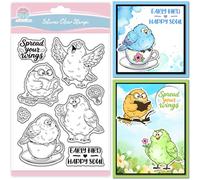 GLOBLELAND Tampon Transparent en Silicone Motif Oiseaux et Dessins Animés pour Scrapbooking Animaux Mignons Motif Fleur et Tasse à Thé pour la Création de Cartes le Gaufrage le Journalisme