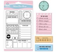 GLOBLELAND Tampon Transparent Icônes de Journal pour Scrapbooking Notes Autocollantes Tampons en Silicone Liste de Tâches Tampon Transparent pour la Création de Cartes le Gaufrage le Journalisme