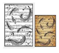 GLOBLELAND Tampon Transparent Notatin Musical et Fond de Plumes Plume de Cygne Tampon Transparent en Silicone Modèle de Pochoirs de Gaufrage pour Bricolage Scrapbooking Cartes Fabrication