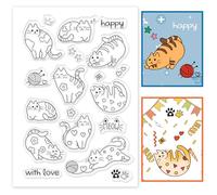 GLOBLELAND Tampon Transparents en Silicone Motif Chat Mignon Clear Timbre pour DIY Scrapbooking Album Photo Décorations Fabrication de Cartes