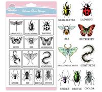 GLOBLELAND Tampons Insectes en Silicone Transparent Papillons Libellules et Insectes Rampants pour Cartes Scrapbooking et Décoration d’Albums Photos