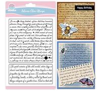 GLOBLELAND Tampons Transparents à Fond Texte Vintage pour la Création de Cartes Notes Manuscrites Rétro Tampons en Silicone Transparents avec Points D'Encre pour Scrapbooking et Décoration Photo.