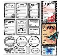 GLOBLELAND Tampons Transparents ATC Cadre Fond pour DIY Scrapbooking 11.7x8.3pouces Artiste Trading Card Silicone Clear Stamp Seals For Cards Making Photo Album Journal