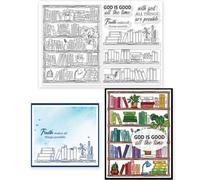 GLOBLELAND Tampons Transparents Bible Bookshelf Plan de Lecture Bookrack et Empotage Feuilles de Tampons de Gaufrage Tampons Transparents en Silicone pour Scrapbooking et Fabrication de Cartes
