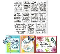 GLOBLELAND Tampons Transparents Bible Religion Mots Textes de Bénédiction Feuilles de Tampons en Silicone Tampon Transparents Sceau pour Scrapbooking et Fabrication de Cartes Papier