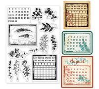 GLOBLELAND Tampons Transparents Calendrier des Plantes Vintage pour DIY Scrapbooking Retro Plant Schedule Silicone Clear Stamp Seals for Cards Making Photo Album Journal Home Decoration