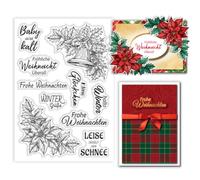 GLOBLELAND Tampons Transparents de Gui de Noël Tampon Transparents de Coin de Gui Jingle Bell et Plantes Allemagne Tampons en Silicone pour Bricolage Scrapbooking Cartes Décoratives 6.3x4.33 pouce