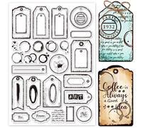 GLOBLELAND Tampons Transparents D'Étiquette Rétro pour Bricolage Scrapbooking Étiquettes de Bannière Vintage Timbres Transparents en Silicone 8.3x11.7 Pouce Tampons Transparents