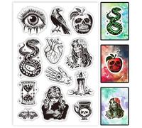 GLOBLELAND Tampons Transparents Divination par les ténèbres pour Bricolage Scrapbooking Motif Corbeau et Serpent Tampons en Silicone pour Fabrication de Cartes Album Photo Journal