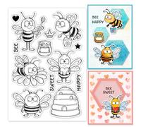 GLOBLELAND Tampons Transparents Drôle Abeille pour Scrapbooking Tampons Transparents Cartoon Bee Tampons en Silicone Bee Happy pour la Fabrication de Cartes DIY Embossing Journaling