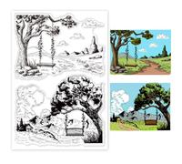 GLOBLELAND Tampons Transparents en Forme D'Arbre et de Balançoire Paysage Naturel Joints Transparents en Silicone pour Bricolage Cartes de Scrapbooking Journal