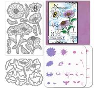 GLOBLELAND Tampons Transparents en Forme de Marguerite et Matrices de Découpe en Forme de Cadre D'Abeille et de Fleur avec Pochoirs de Peinture à Dessin Creux pour DIY Scrapbooking Album Photo Cartes