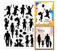 GLOBLELAND Tampons transparents en silicone avec silhouette d'amis - 21,1 x 14,7 cm - Pour bricolage, scrapbooking, fabrication d'albums photo