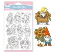 GLOBLELAND Tampons Transparents en Silicone de Gnome Fleur pour Scrapbooking Tournesols Papillons Tulipes Roses pour la Fabrication de Cartes le Gaufrage le Journalisme