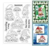 GLOBLELAND Tampons Transparents en Silicone en Forme de Nain de Champignon Tampons Transparents avec Mots de Bénédiction pour Bricolage Scrapbooking Fabrication de Cartes Album Photo Journal