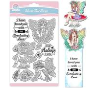 GLOBLELAND Tampons Transparents en Silicone Fairy Blessings Motif Fleurs et Champignons Insecte Abeille Papillon Tampons en Silicone pour Scrapbooking Fabrication de Cartes 6.3x4.33pouce