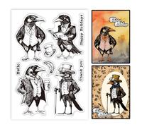 GLOBLELAND Tampons Transparents en Silicone Gentleman Crow pour Homme Corbeau Tampons Transparents pour Bricolage Scrapbooking et Création de Cartes Album Photo Journal 6.3x4.33 pouce