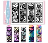 GLOBLELAND Tampons Transparents en Silicone Marque Page Art Cat Motifs Mandala Chats Égyptiens pour Scrapbooking Création de Cartes Album Photo Journal 6.3x4.33pouces