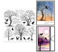 GLOBLELAND Tampons Transparents en Silicone Oiseaux Corbeaux pour Scrapbooking 5.9x5.9pouces Tampons Transparents pour la Fabrication de Cartes, Album Photo, Journal, Décoration de la Maison