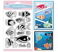 GLOBLELAND Tampons Transparents en Silicone Poissons pour Scrapbooking Coquillages Conques Poissons Animaux Tampons en Silicone pour la Fabrication de Cartes le Gaufrage le Journalisme