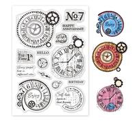 GLOBLELAND Tampons Transparents en Silicone pour Horloge Vintage pour Scrapbooking Fabrication de Cartes Album Photo Journal 6.3x4.33 pouce