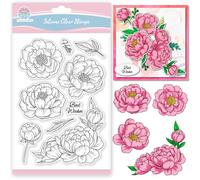 GLOBLELAND Tampons Transparents en Silicone pour Scrapbooking Feuilles Florales Mots de Vœux Tampon Transparent pour la Fabrication de Cartes Bricolage Gaufrage Journalisation