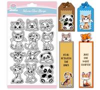 GLOBLELAND Tampons Transparents en Silicone pour Scrapbooking Motif Chat Chien Lapin Panda Renard Girafe Animaux Mignons pour la Fabrication de Cartes le Gaufrage le Journalisme