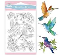 GLOBLELAND Tampons Transparents en Silicone pour Scrapbooking Motifs Colibris Papillons Fleurs Oiseaux Roses pour la Fabrication de Cartes le Gaufrage le Journalisme