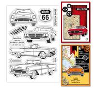 GLOBLELAND Tampons Transparents en Silicone pour Voiture Panneau de Signalisation Route 66 pour Bricolage Scrapbooking Fabrication de Cartes Album Photo Journal