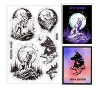 GLOBLELAND Tampons Transparents Loup et Lune pour la Fabrication de Cartes Timberwolves Tampons Transparents pour Bricolage Scrapbooking Album Photo Journal Décoration de la Maison