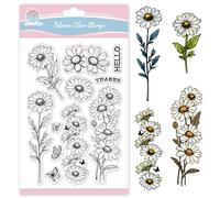 GLOBLELAND Tampons Transparents Marque Pages Marguerite pour la Fabrication de Cartes Marque Pages Fleurs de Printemps Tampons Transparents en Silicone Papillon pour Scrapbooking