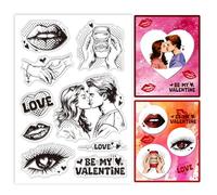 GLOBLELAND Tampons Transparents pour Baisers Amoureux pour la Fabrication de Cartes Bagues de Saint Valentin Yeux Tampon en Silicone Mots D'Amour Tampons Transparents pour Scrapbooking