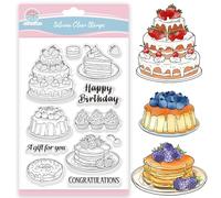 GLOBLELAND Tampons Transparents pour Gâteau D'Anniversaire pour Scrapbooking Donuts Cupcakes Tampons en Silicone Mots de Félicitations Tampon Transparent pour la Fabrication de Cartes DIY Gaufrage