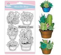 GLOBLELAND Tampons Transparents pour Scrapbooking de Cactus et Succulentes Tampons en Silicone de Plantes en Pot Tampon de Salutations Végétales pour la Fabrication de Cartes DIY Embossage