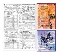 GLOBLELAND Tampons Transparents Rétro Manuscrits pour Scrapbooking 11.7x8.3pouces Fond de Mots Vintage Tampons Transparents en Silicone pour la Fabrication de Cartes