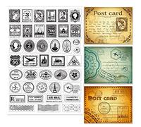 GLOBLELAND Tampons Transparents Timbre Vintage pour DIY Scrapbooking Décor Lettres Cartes Postales Tampons en Silicone Transparent pour Faire des Cartes Album Photo Décor 21x29.7cm