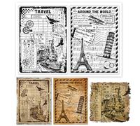 GLOBLELAND Tampons Transparents Vintage en Forme de Billets de Voyage Cartes Postales de Voyage Tampons Transparents en Silicone pour Bricolage Scrapbooking Cartes Album Photo Journal 6.3x4.33 Pouce