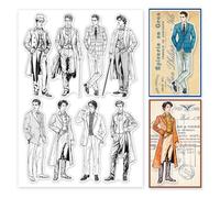 GLOBLELAND Tampons Transparents Vintage Gentleman pour la Fabrication de Cartes Tampon Transparents Rétro Homme 5.8x8.3 Pouces Tampons en Silicone pour Bricolage Scrapbooking Album Photo Journal