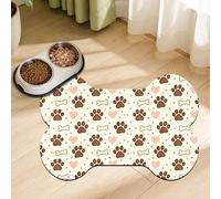 GLOBLELAND Tapis de nourriture en forme d'os pour animaux de compagnie 60 x 40 cm, tapis d'alimentation antidérapant absorbant pour chats, chiens, bol et distributeur d'eau