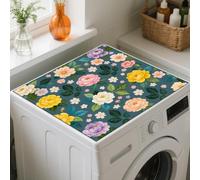 GLOBLELAND Tapis de Protection non Poussière pour Lave Linge et Sèche Linge Motif Floral Rose 23.6x23.6pouces D'Épaisseur Style Rétro Antidérapant.