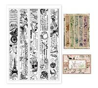 GLOBLELAND Vintage Fleurs Mots Fond Effacer Timbres Dentelle Rétro Silicone Clear Stamp Seals pour Cartes Faire DIY Scrapbooking Photo Journal Album Décoration, 21x14.8cm / 8.3x5.8inch