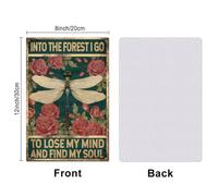 GLOBLELAND Vintage Libellule en Métal Signe en Étain dans la Forêt Je Vais Perdre la Tête et Trouver Mon Âme Rectangle Libellule Fleur Fer Décoration Murale pour Bars Café Pubs Garage 12x8"