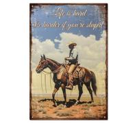 GLOBLELAND West Cowboy Plaque en Étain Panneaux de Jardin Plaque Artistique Vintage en Métal Décoration Murale Rétro 8x12 pouce pour la Maison le Bar le Café le Club