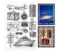 GLOBLELAND World Travel Trip Clear Stamps Transport Valise Ship Map Silicone Clear Stamp Seals For Cards Making DIY Scrapbooking Photo Journal Album Decoration